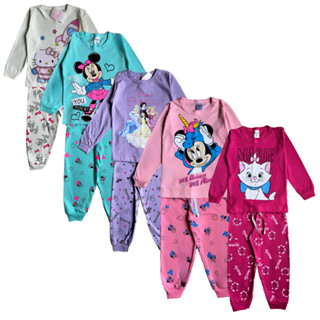 Kit 4 peças pijama menina 2 blusas e 2 calças longo meia estação inverno estampado infanti...