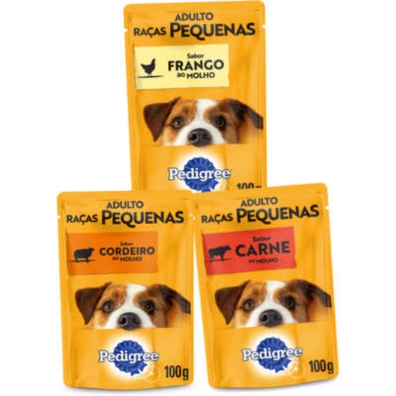 kit com 12 saches pedigree Raças Pequenas ao molho escolha o sabor