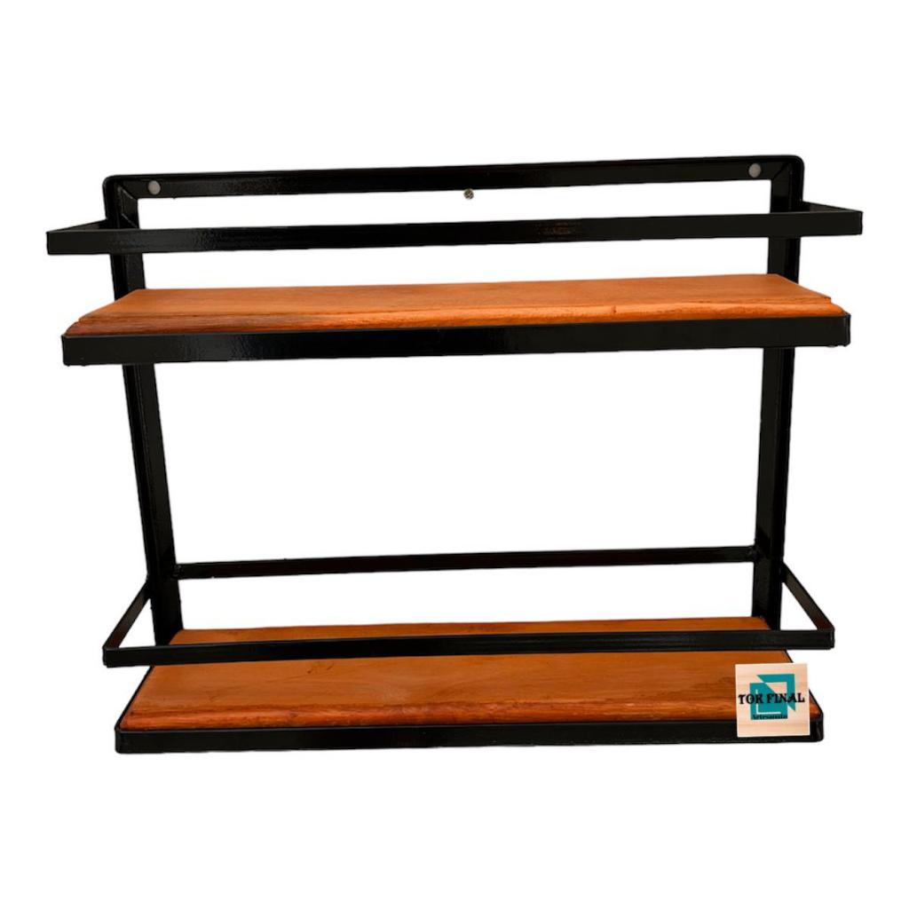 porta tempero com dois andares em ferro e madeira em Oferta na Shopee