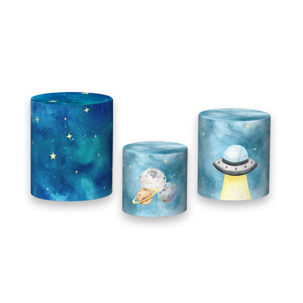 Trio de Capas de Cilindro - Nave Espacial Galáxia Aquarela 007