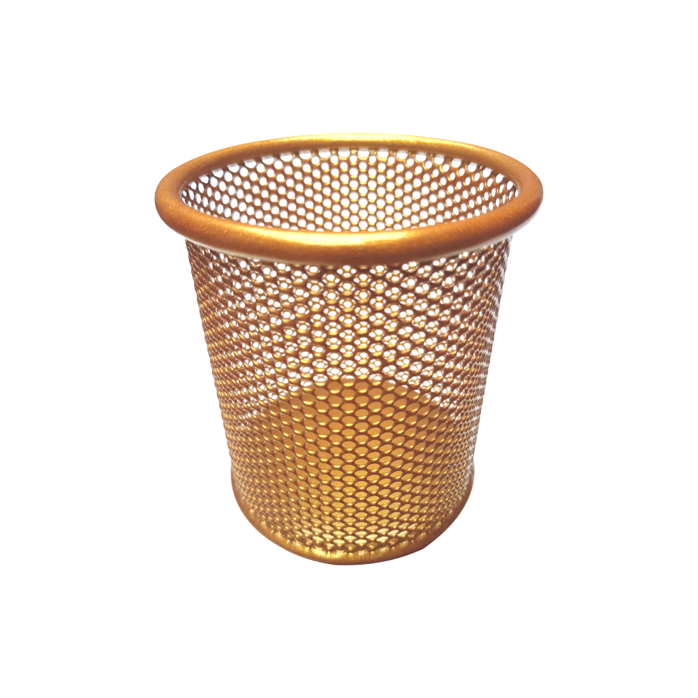 Porta Lápis De Metal Organizador Decorativo De Mesa Redondo Rose Gold