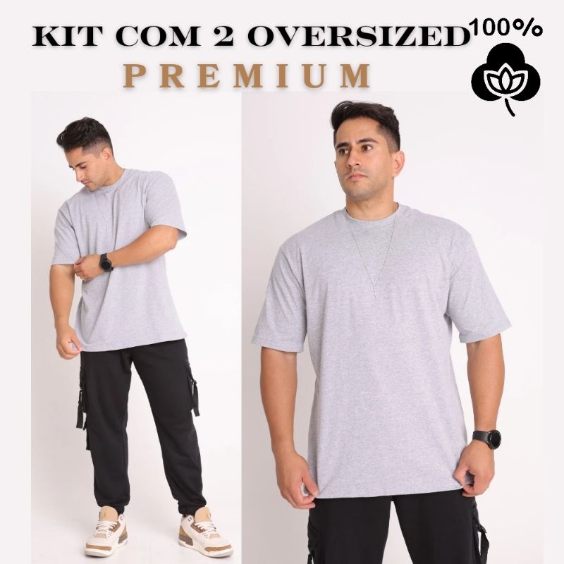 kIT 2 Camiseta Oversized Masculina Streetwear em Oferta na Shopee