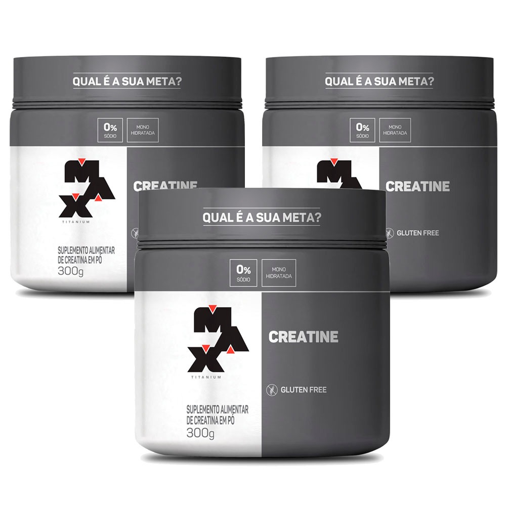 3x Creatina Monohidratada Pura 300g (cada) - 100% Pura - Max Titanium - Health
