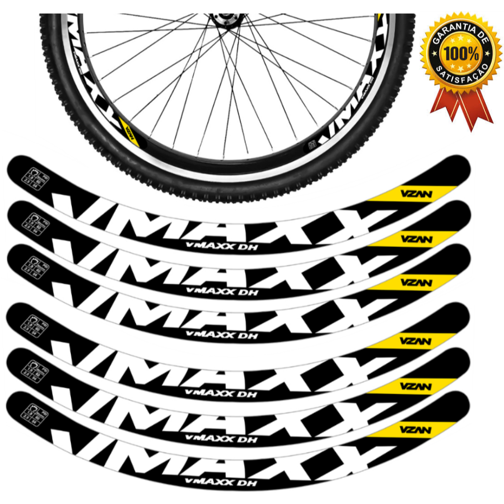 12 Adesivos Vmaxx VBRAKE Roda Bike 2026 Freio VBRAKE Bicicleta Ciclismo Aro 26 29 Preto