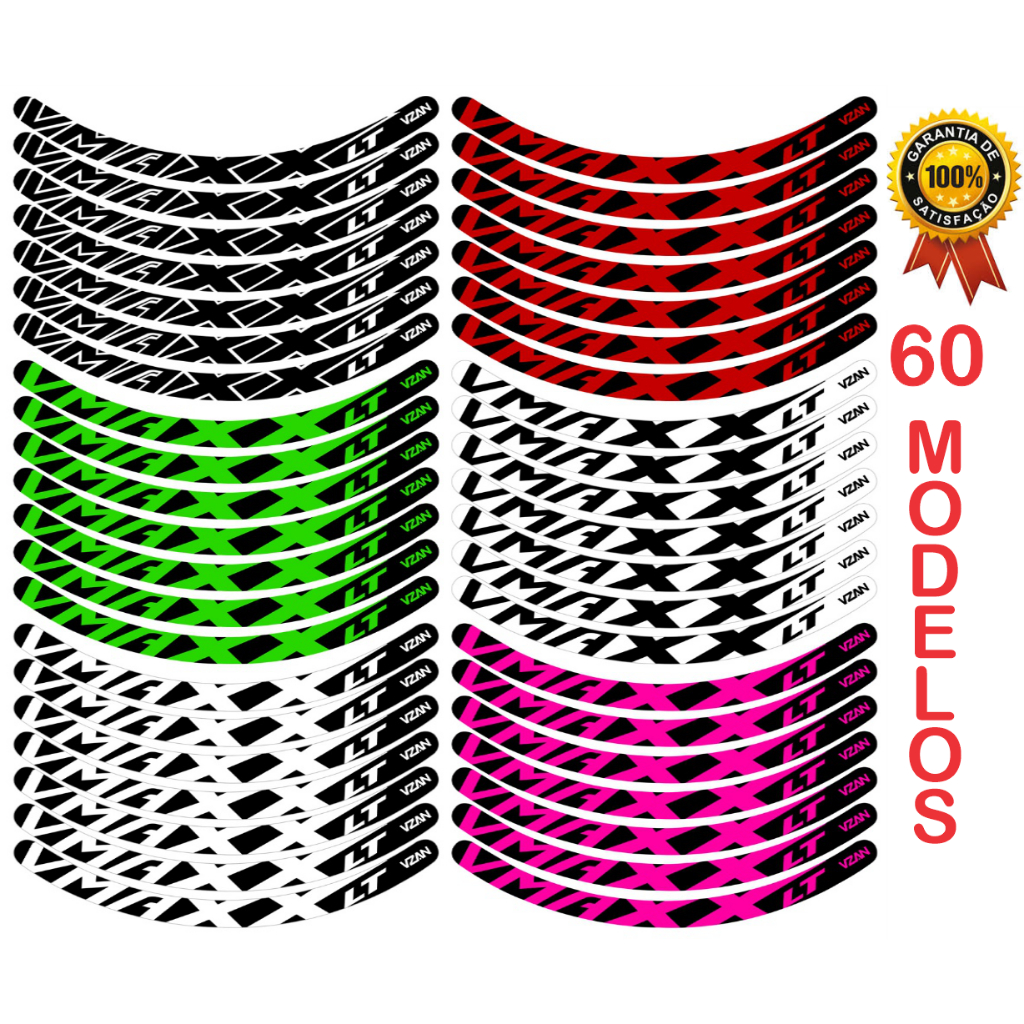 Kit 12 Adesivos Vmaxx Roda Bike Lt Vbrake e Freio a Disco Bicicleta Ciclismo Aro 24 Aro 26 Aro 29 60 MODELOS