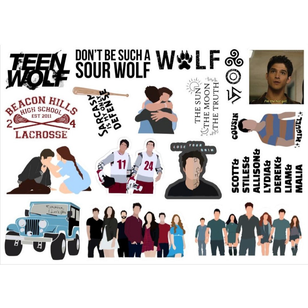 TEEN WOLF - CARTELA DE ADESIVOS (sem recorte, com recorte ou a prova d'água) - A5