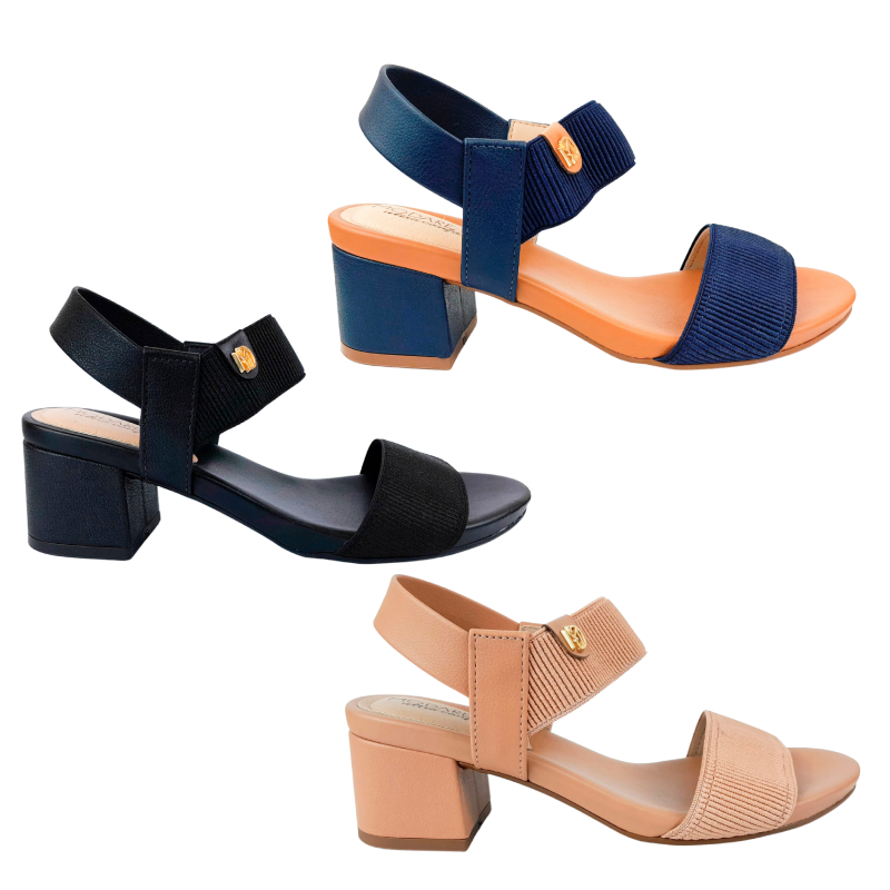 Sandália Modare Salto Grosso Bloco Elástico Ortopédica em Oferta na Shopee
