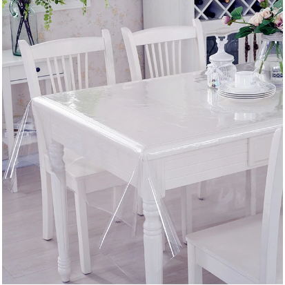 Toalha de Mesa Transparente Plástica Impermeável PVC 2 4 6 8 10 Lugares Quadrada Retangular