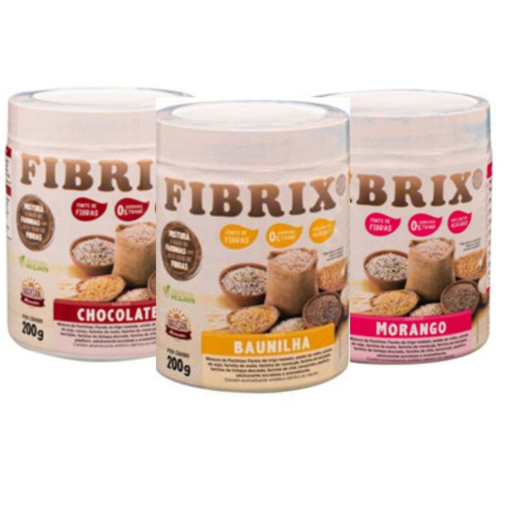 Kit 3x Fibrix Regulador Intestinal 200g sabor 1 Baunilha, 1 Morango e 1 Chocolate em Oferta na Shopee