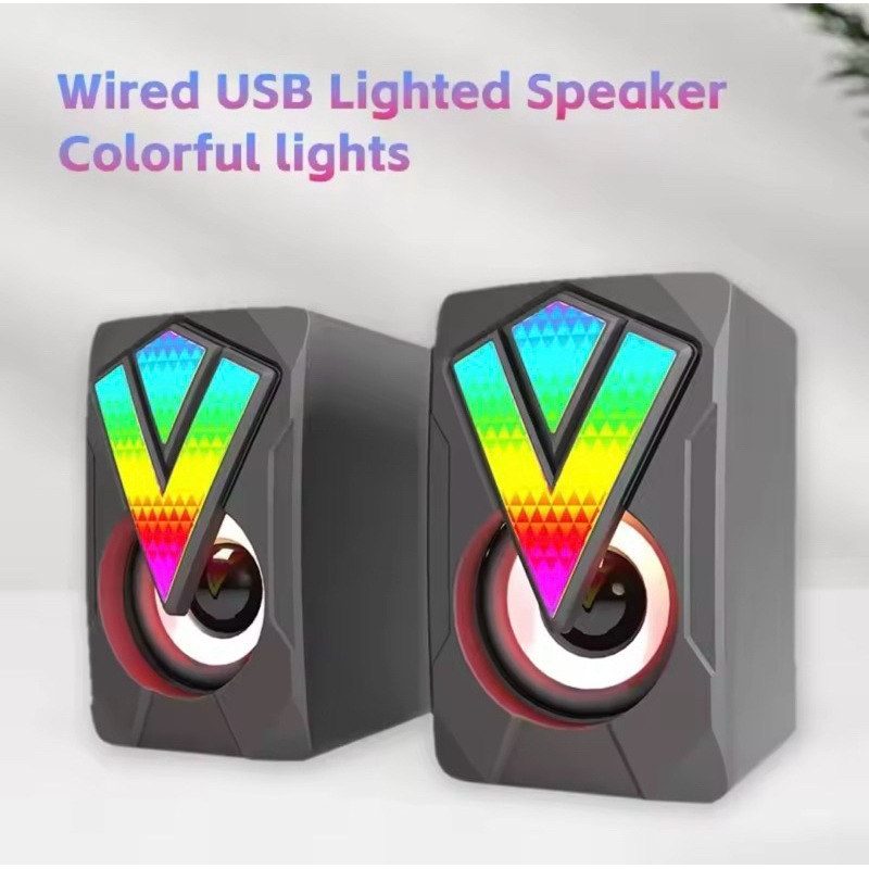 Auto falante estéreo HIFI com luz LED, alto-falantes, PC Sound Box, com fio USB, desktop