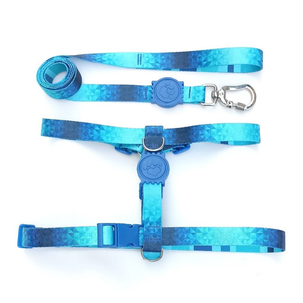 Peitoral H Anti-puxão azul celeste para cachorro em Oferta na Shopee