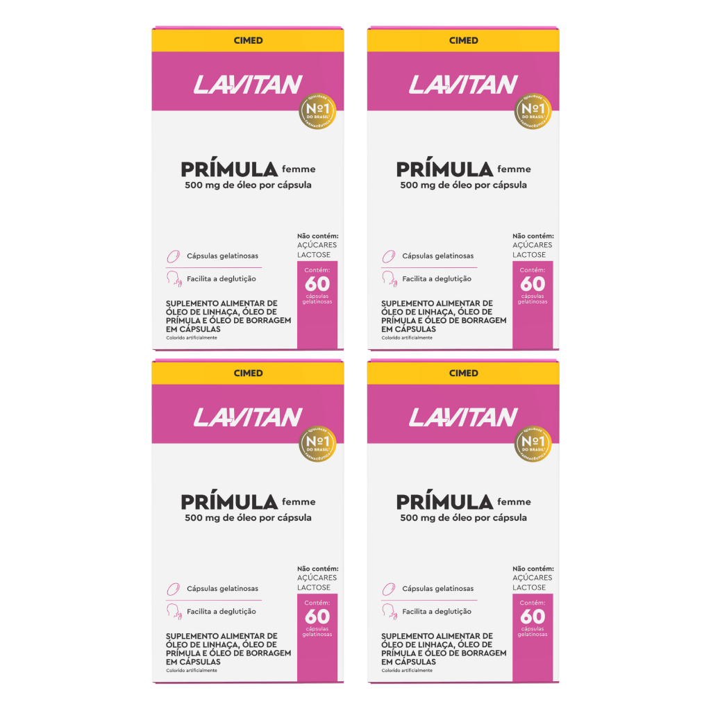 Kit 4 Unidades Lavitan Prímula Femme com 60 Cápsulas Gelatinosas