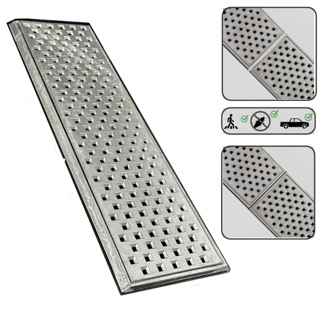 ralo linear anti-inseto 15x100cm grelha e suporte em alumínio para área externa, garagem e piscina ( 2 peças 15x50cm )
