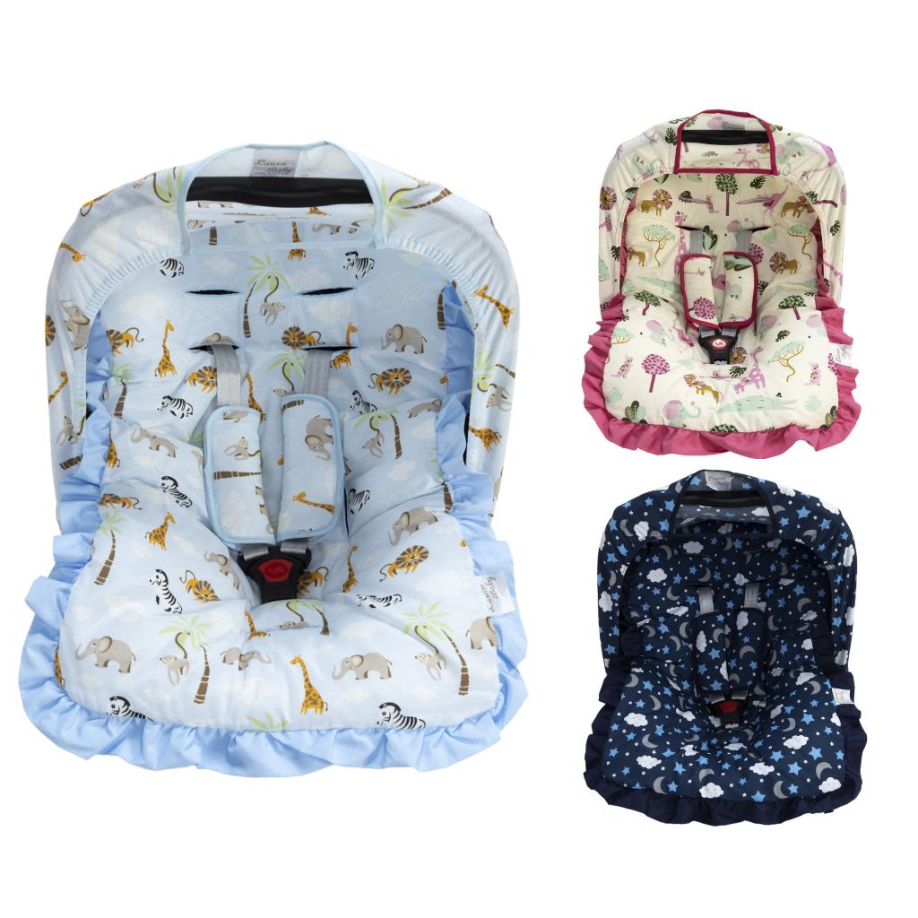 Kit 4 Peças Para Bebê Conforto Capa Capota Protetor de Cinto 100% Algodão