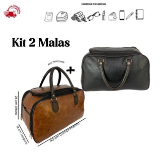 Kit 2 Malas de Viagem de Mão Couro Bagagem Bordo Bolsa Espaçosa em Oferta na Shopee