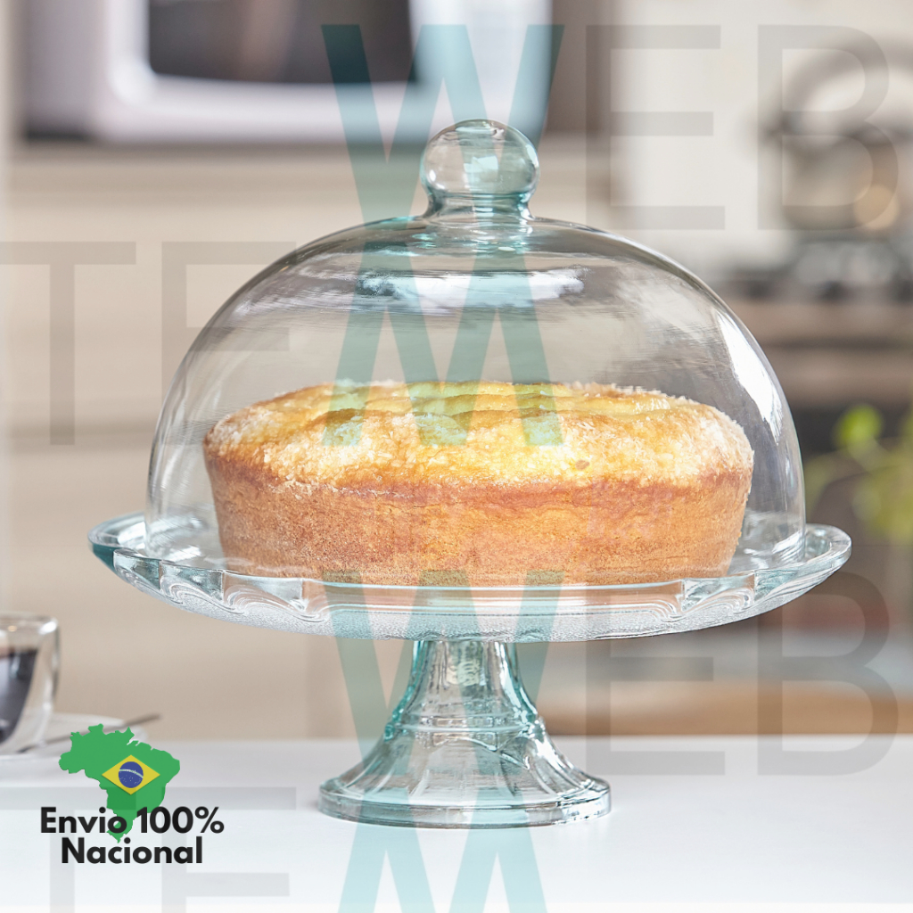 Boleira de Vidro com Pé e Tampa Lírio Vitazza Prato 32cm para Bolo, Doces, Sobremesas, Decoração em Oferta na Shopee