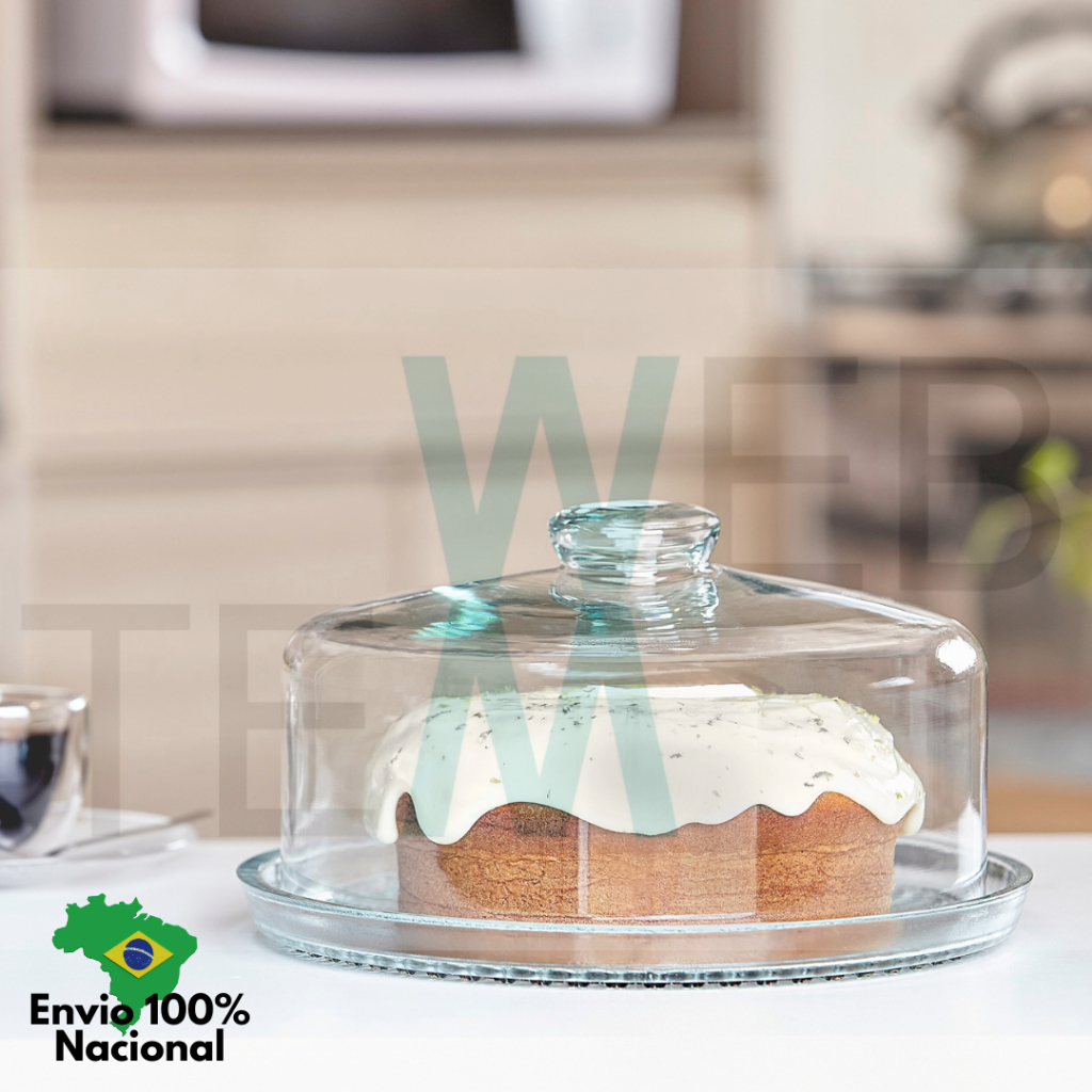 Boleira de Vidro com Tampa Vitazza Prato 28cm para Bolo, Doces, Sobremesas, Decoração, Organização em Oferta na Shopee