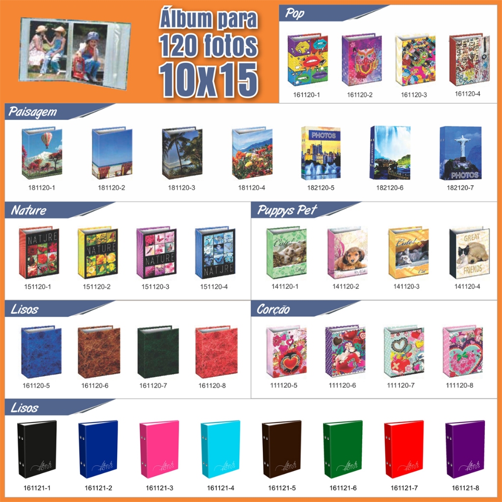 MONTE O SEU KIT 4 ALBUNS 10X15 PARA 120 FOTOS CADA 123 MODELOS DISPONIVEIS - LEIA A DESCRIÇÃO!!