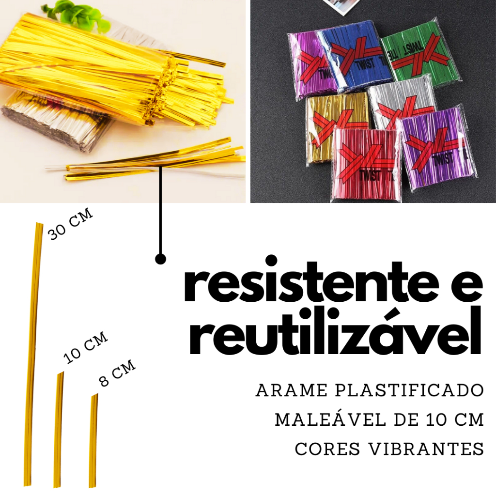 Embalagem com 500/800 amarrilhos fecho de arame plástificado lacres — imagem 2 de 2