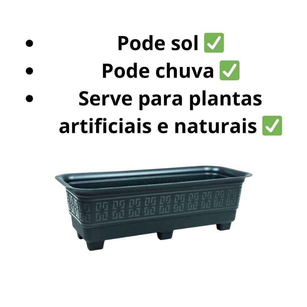 kit 6 Und Vaso Floreira Jardineira Preta 6 Litros Horta Mudas Cacto suculentas Flores Plantas Para Casa Jardim