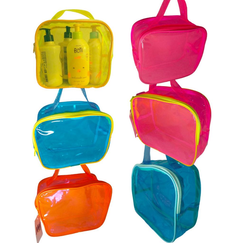 Necessaire Transparente Maleta Frasqueira Organizador Porta Treco Bolsa de mão Piscina e Viagem Necessaire Transparente Maleta Frasqueira Organizador Porta Treco Bolsa de mão Piscina e Viagem