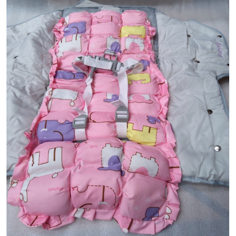 Forro do Assento Original para Carrinho de Bebê Funny Rosa Voyage com Cinto de Segurança e Colchonete