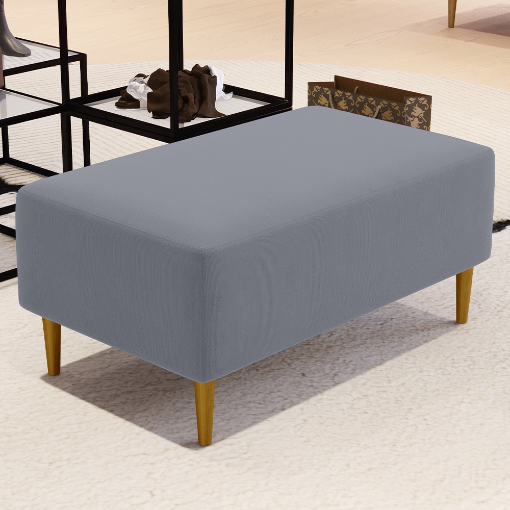 Puff Decorativo Sala de Estar Cléo W01 Pés Palito 90 cm Suede Cinza - Lyam Decor em Oferta na Shopee