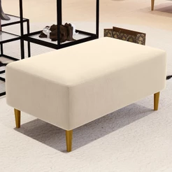 Puff Decorativo Sala de Estar Cléo W01 Pés Palito 90 cm Suede Bege - Lyam Decor