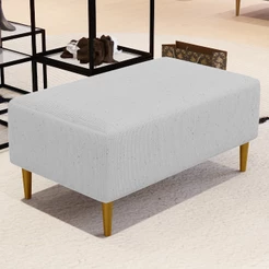 Puff Decorativo Sala de Estar Cléo W01 Pés Palito 90 cm Linho Cinza - Lyam Decor