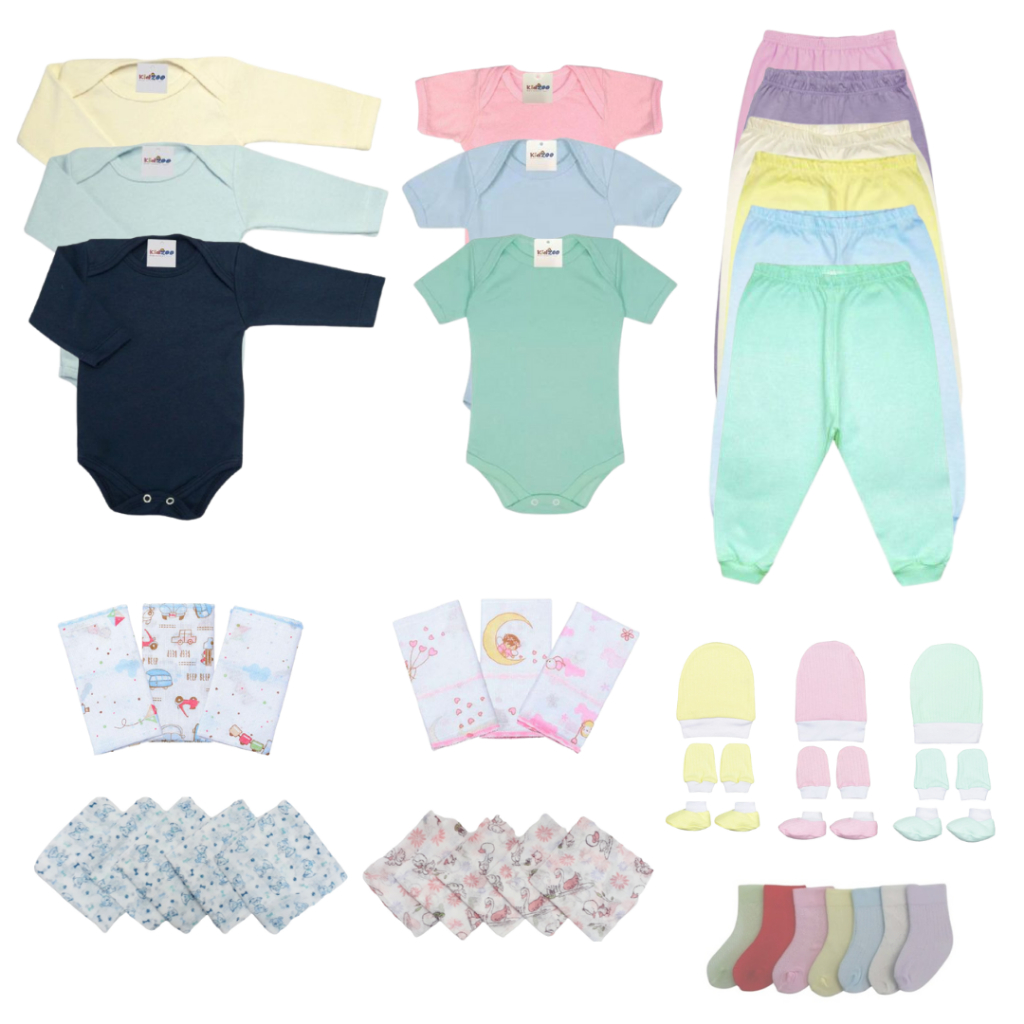 Kit Enxoval Bebê 30 Peças Body + Mijão Maternidade Menino-Menina-Unissex
