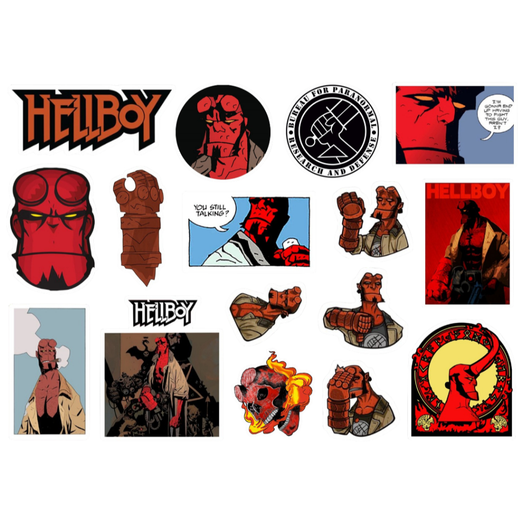 HELLBOY - CARTELA DE ADESIVOS (sem recorte, com recorte ou a prova d'água) - A5