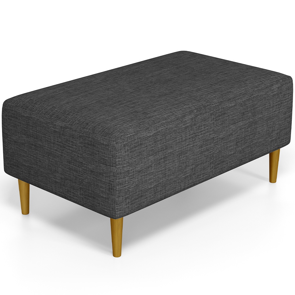Puff Decorativo Sala de Estar Cléo W01 Pés Palito 90 cm Linho Cinza Escuro - Lyam Decor - Home & Living