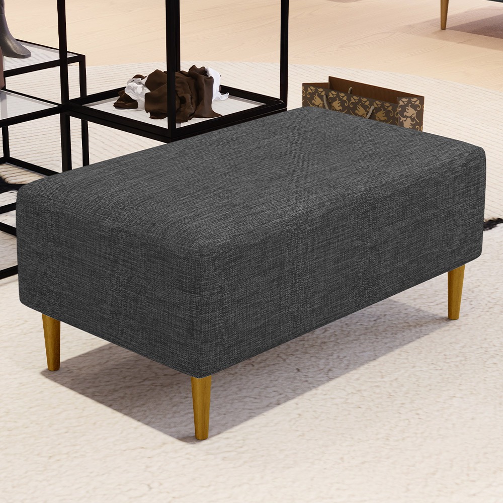 Puff Decorativo Sala de Estar Cléo W01 Pés Palito 90 cm Linho Cinza Escuro - Lyam Decor em Oferta na Shopee