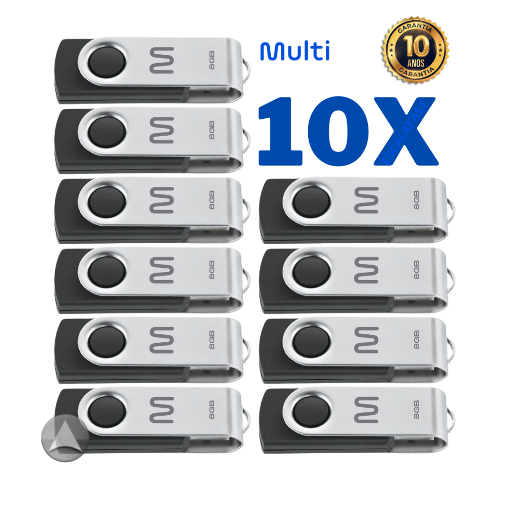 Kit 10 e 5 Unidades Pen Drive Twist Multilaser 64GB 32GB 16GB 8GB 4GB Original / Garantia de 10 Anos