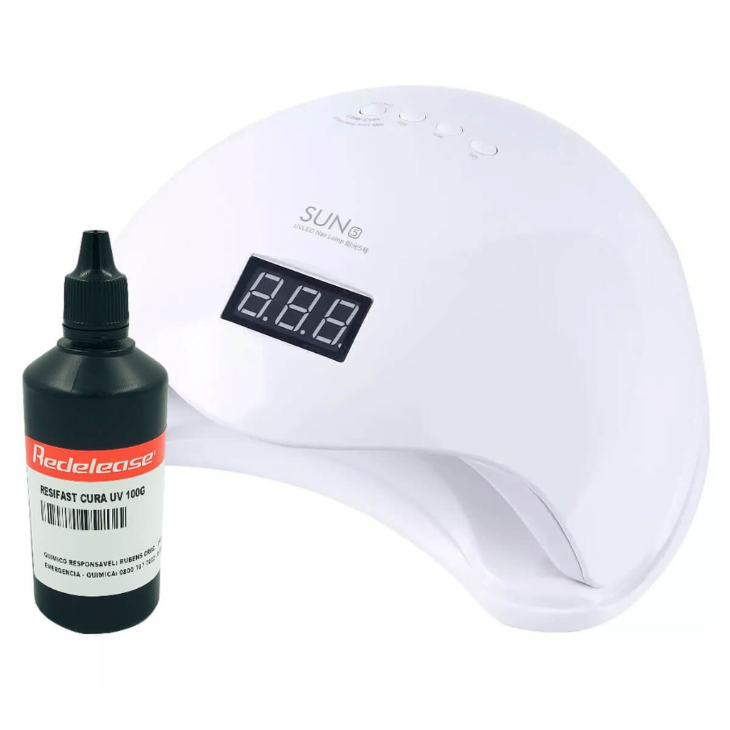 Kit Cabine de Luz Led/uv 48w + Resina de Cura UV Resifast Redelease