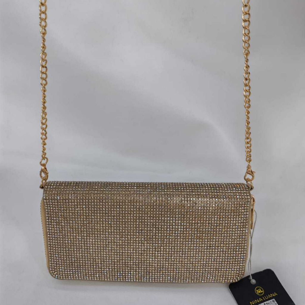 Bolsa Carteira Feminina Transversal Festa Strass Brilho Mão Transversal Tiracolo Porta Ombro Clutch