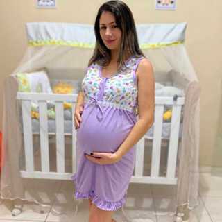 Camisola de amamentação pós parto gestantes vestido de grávida roupa gestante feminina maternidade em Oferta na Shopee