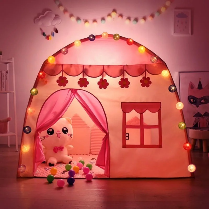 Barraca Tenda Infantil Casinha Dobrável com Luzes de LED Coloridas
