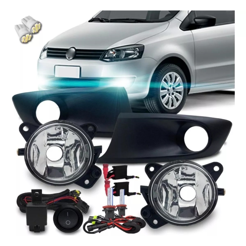 Kit Farol Milha Auxiliar Fox 2010 2011 2012 2013 + Kit Xênon Hb4 8000k