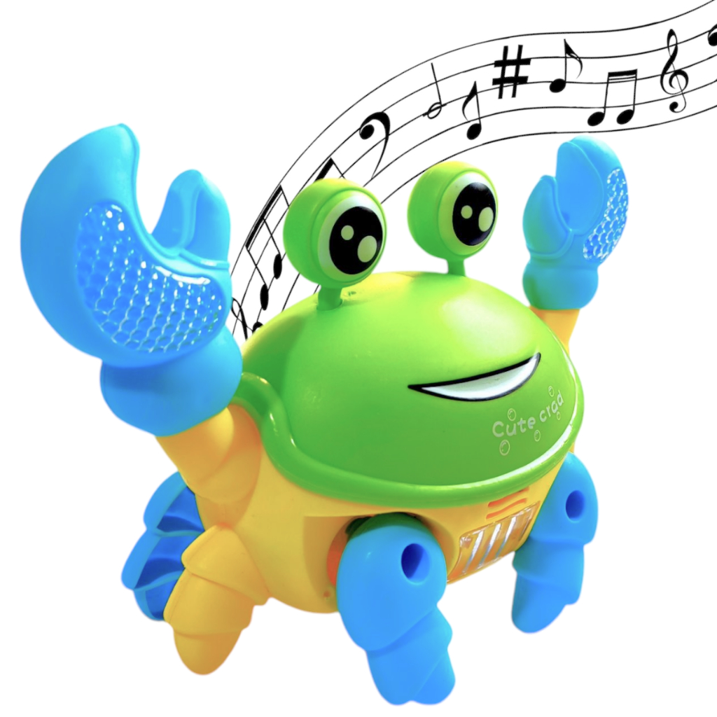 Brinquedo Caranguejo Fujão Musical com Som Luz e Movimento para Bebês e Crianças Pequenas Divertido Interativo à Pilha Anda Sozinho Musical