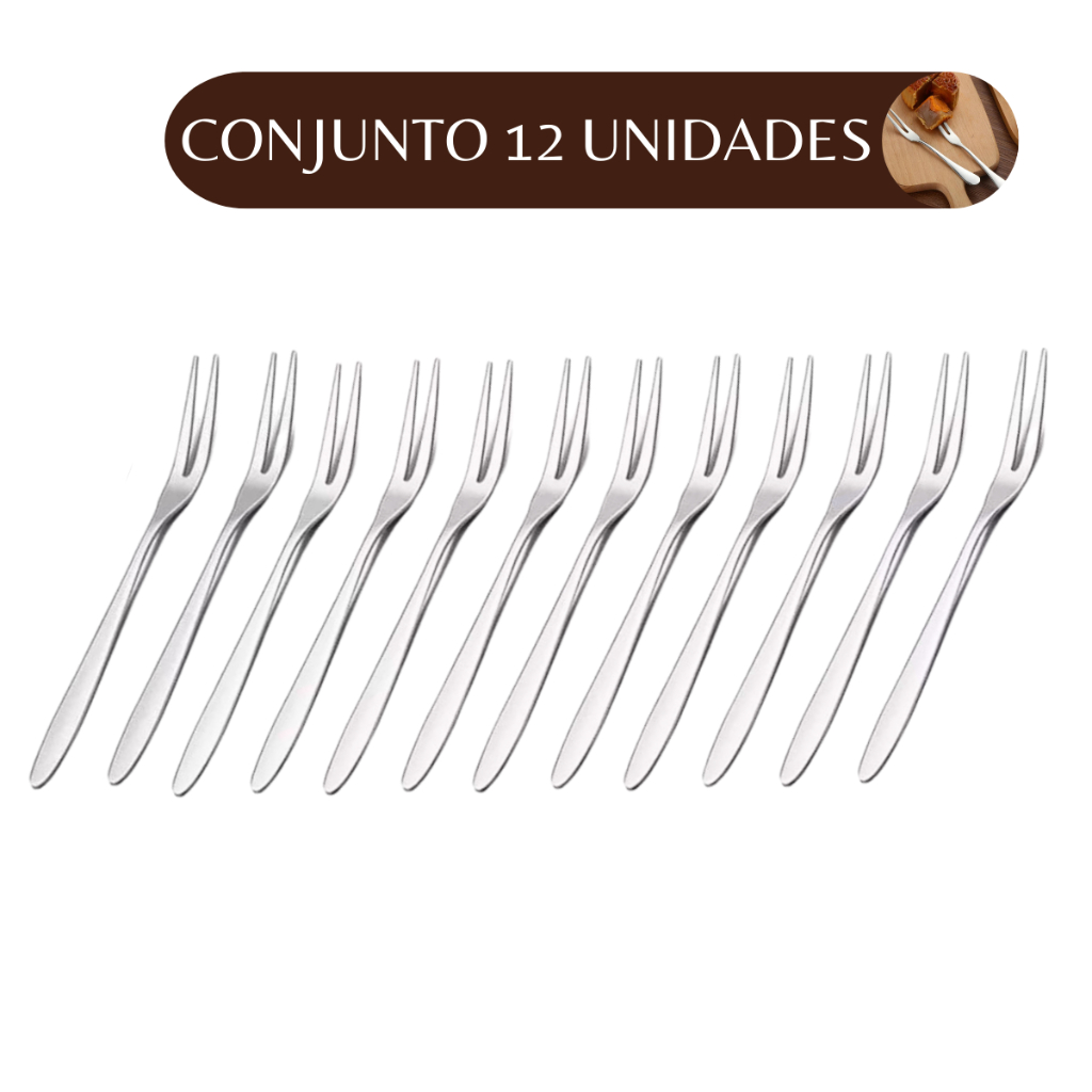 Garfos de Petiscos Inox Conjunto 12 Unidades Garfos para Frutas Frios Queijos