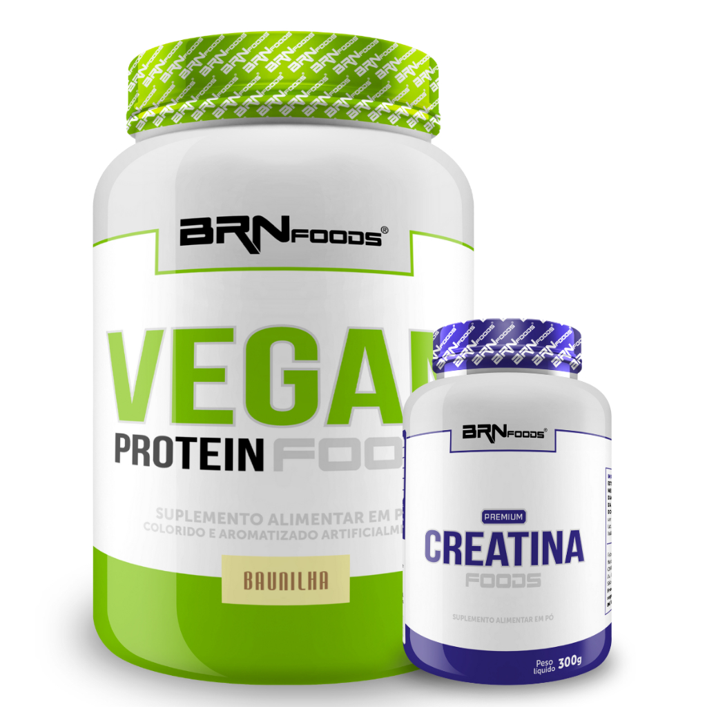 Kit Vegan Protein 2kg + Creatina Premium 300g - Proteína Vegana + Desempenho - BRNFOODS - Health