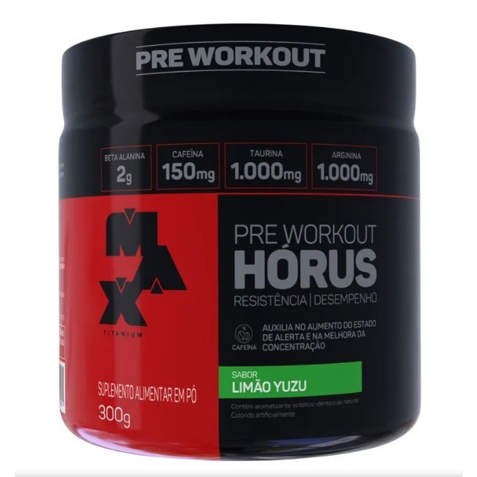 PRE TREINO HORUS POTE 300G MAX TITANIUM LIMAO YUZU