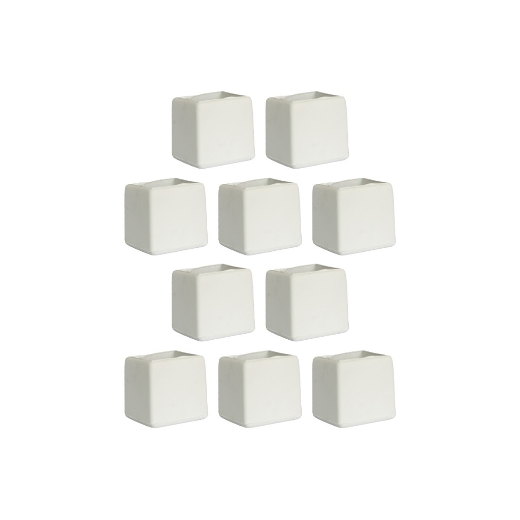 Kit 24 Pezinho Quadrado Ponteira Externa Pé Cadeira Pvc 25x25mm