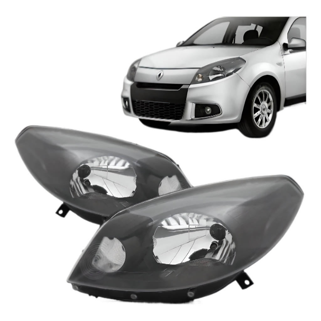 Farol Sandero Foco Simples Mascara Negra 2012 2013 2014