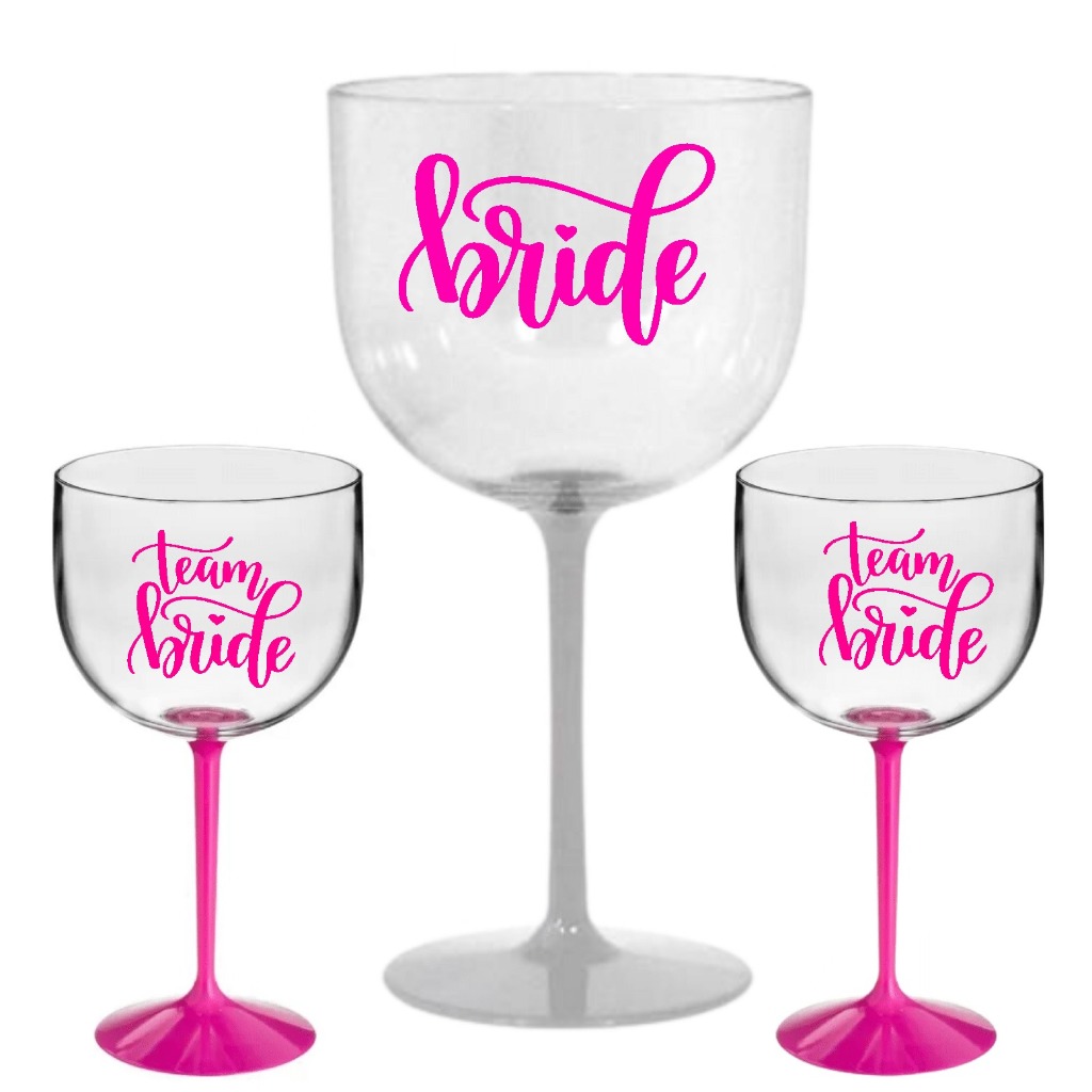 Kit 25 taças de gin 450ml 24 team bride + 1 bride Personalizada Despedida de Solteira