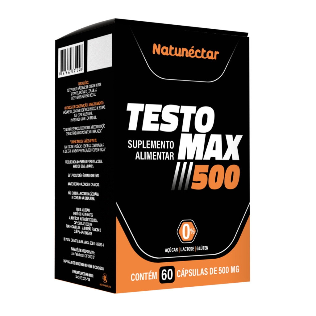 TestoMax 500mg 60 Cápsulas Libido,Massa Muscular,Testo - Natunéctar