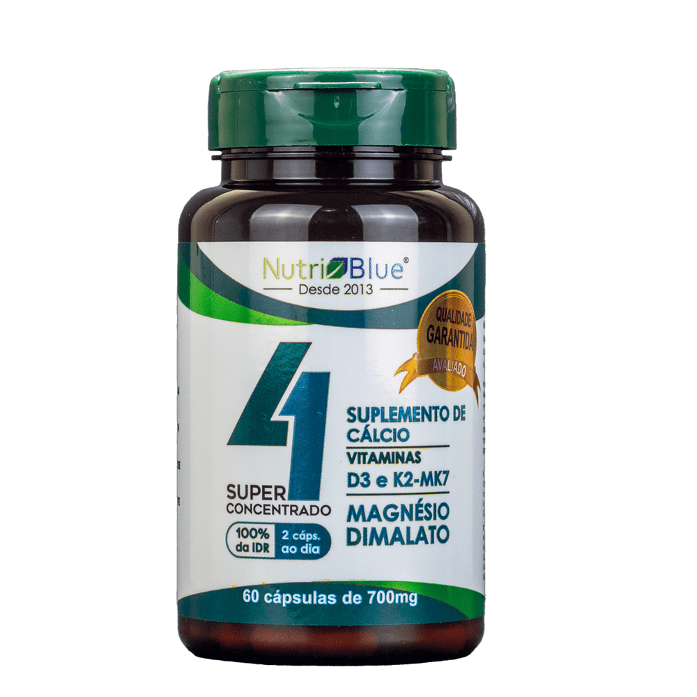SUPLEMENTO QUARTETO VITAMINICO SUPER CONCENTRADO NUTRIBLUE COM CÁLCIO, MAGNÉSIO DIMALATO, VITAMINA D3 E K2 60 CAPSULAS 7