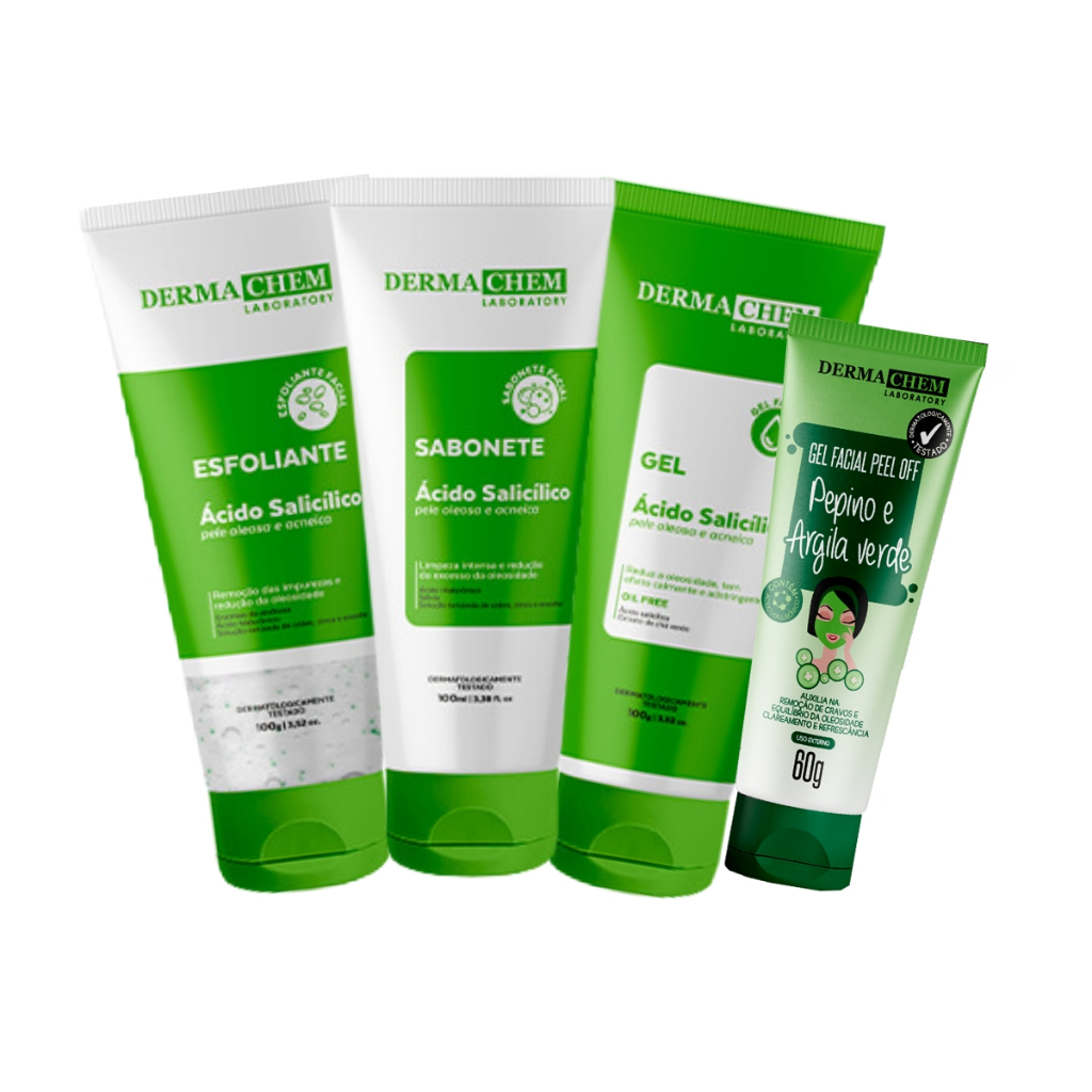 Kit Skincare Limpeza de Pele Oleosa AntiOleosidade Sabonete Gel Esfoliante e Mascara Facial Anti-Acne