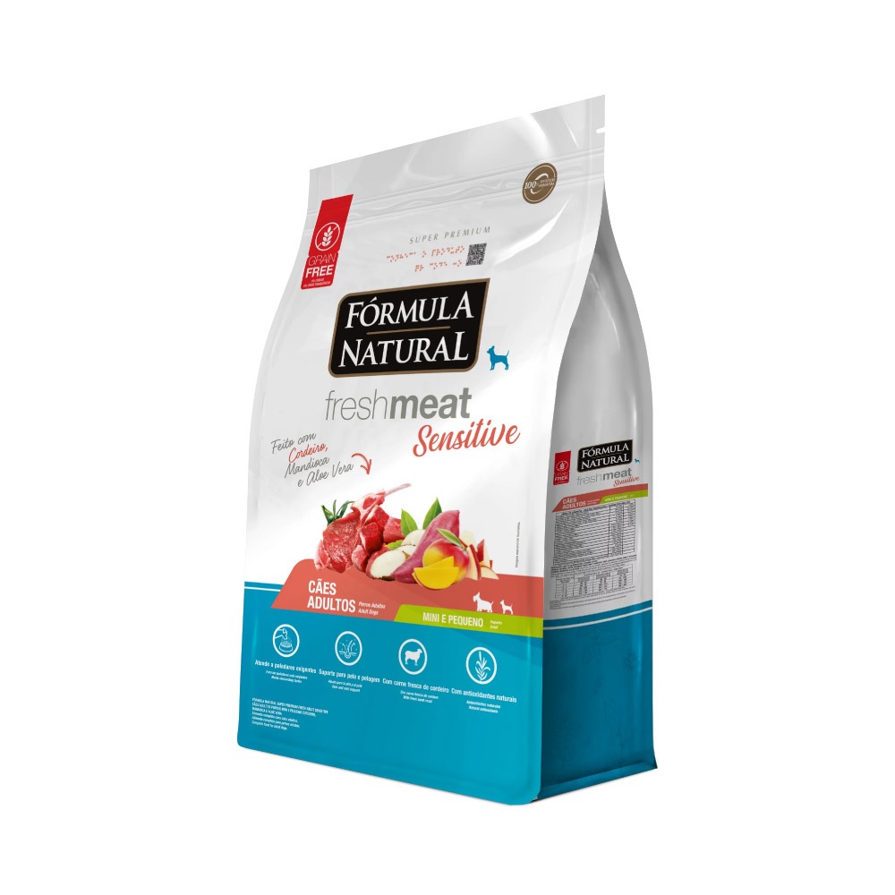 Ração Fórmula Natural Fresh Meat Sensitive Cães Porte Mini e Pequeno 2,5kg Adimax